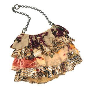 Mary Frances Beaded Floral Velvet Handbag Chain Strap Boho Chic Purse